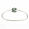 Four Leaf Clover Oval Silver Bangle