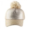 Gold Pom Pom Sequin Cap