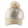 Gold Pom Pom Sequin Cap