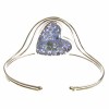 Forget-Me-Not Heart Chunky Silver Bangle