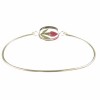 Rose Bud Oval Silver Bangle