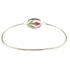 Rose Bud Oval Silver Bangle