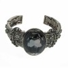 Large Black Crystal and Silver Cuff