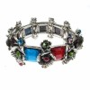 Multi Coloured Crystal and Silver Flower Bracelet