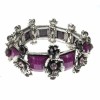 Purple Crystal and Silver Flower Bracelet