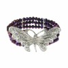 Silver Butterfly and Purple Crystal Bracelet