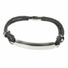 Grey Leather and Stainless Steel ID Bracelet