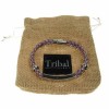 Violet Leather and Stainless Steel ID Bracelet