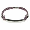 Violet Leather and Stainless Steel ID Bracelet