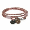 Pink Leather and Stainless Steel 2 Row Wrap Bracelet