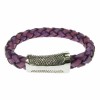 Violet Leather and Stainless Steel Sheath Clasp 10mm Bracelet