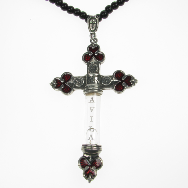 Alchemy Gothic St Teresas Sacramental Vial Pendant and Black Bead