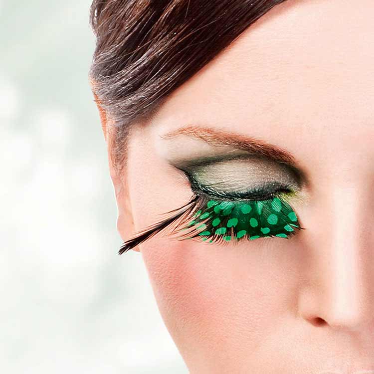 Green Feather Lashes
