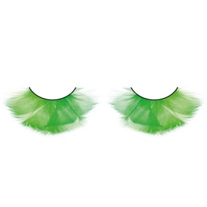 Green Feather False Eyelashes Flared