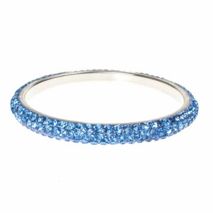 Blue Crystal Bangle - Three Rows