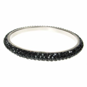 Black Crystal Bangle - Three Rows