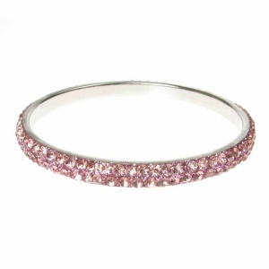 Baby Pink Crystal Bangle - Two Rows