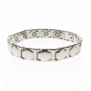 Magnetic Alloy High Polish Silver Bracelet