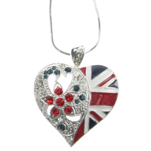 Union Jack Heart Pendant and Chain