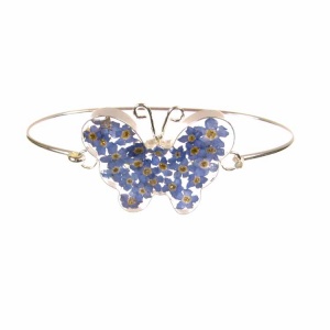 Forget-Me-Not Butterfly Silver Bangle