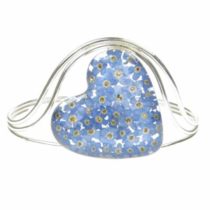 Forget-Me-Not Heart Chunky Silver Bangle