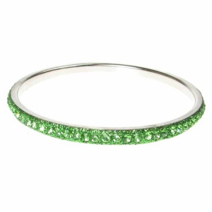 Green Crystal Bangle - Single Row