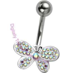 Crystal AB Butterfly - Belly Bar