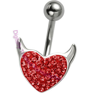 Red Crystal Devil Heart  - Belly Bar