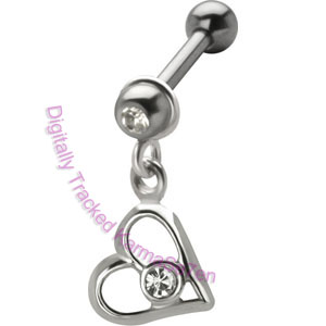 Jewel Heart  - Dangling Ear Stud