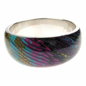 Purple Black and Gold Oil Effect Fashion Bangle