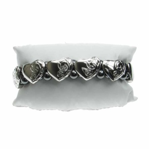 Magnetic Hematite Silver Heart Bracelet