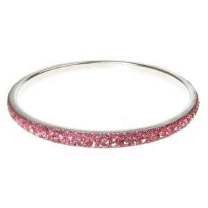 Pink Crystal Bangle - Single Row