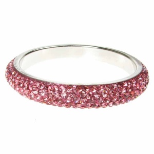 Pink Crystal Bangle - Five Rows