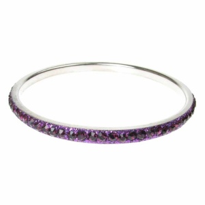 Purple Crystal Bangle - Single Row