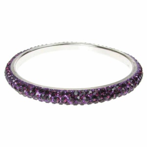 Purple Crystal Bangle - Three Rows