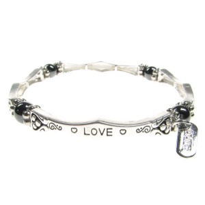 Magnetic Hematite Sentiment Bracelet - Love