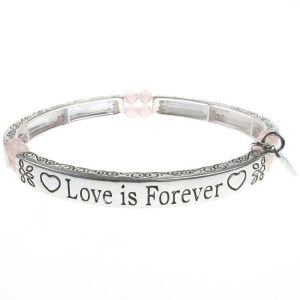 Rose Quartz Sentiment Bracelet - Love is Forever