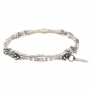 White Howlite Sentiment Bracelet -Smile