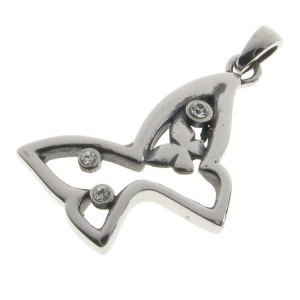 Butterfly Stainless Steel Pendant with 3 CZ