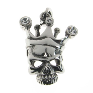 Skull and Crown with 3 CZ Pendant