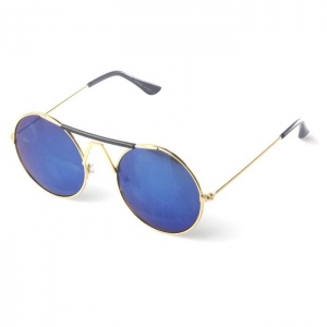 Gold Round Blue Revo Lensed Sunglasses