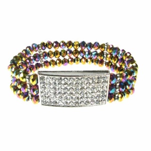 Square Diamante and Rainbow Crystal Bracelet