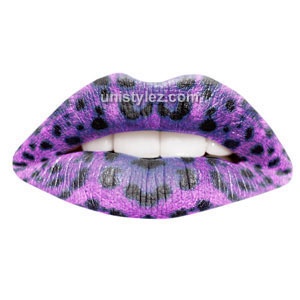 Purple Leopard Temporary Lip Tattoos by Passion Lips