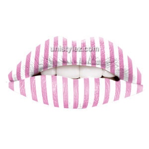 Pink Candy Stripe Temporary Lip Tattoos by Passion Lips