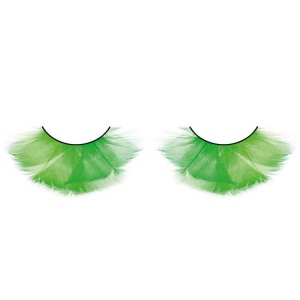 Green Feather False Eyelashes Flared