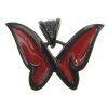 Butterfly with Red Enamel Wings Steel Pendant