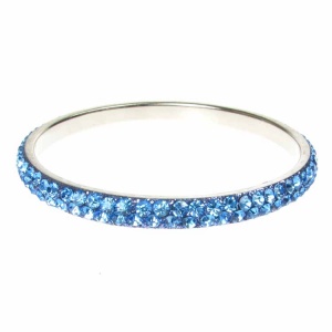 Blue Crystal Bangle - Two Rows