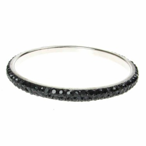 Black Crystal Bangle - Two Rows