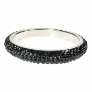 Black Crystal Bangle - Five Rows