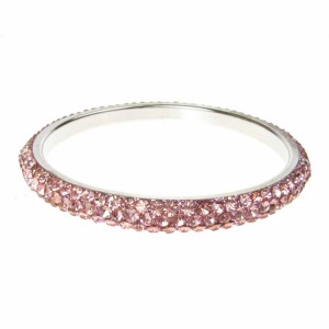 Baby Pink Crystal Bangle - Three Rows